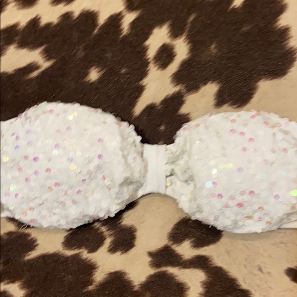 PINK strapless white sequin swimsuit top - Picture 2 of 3